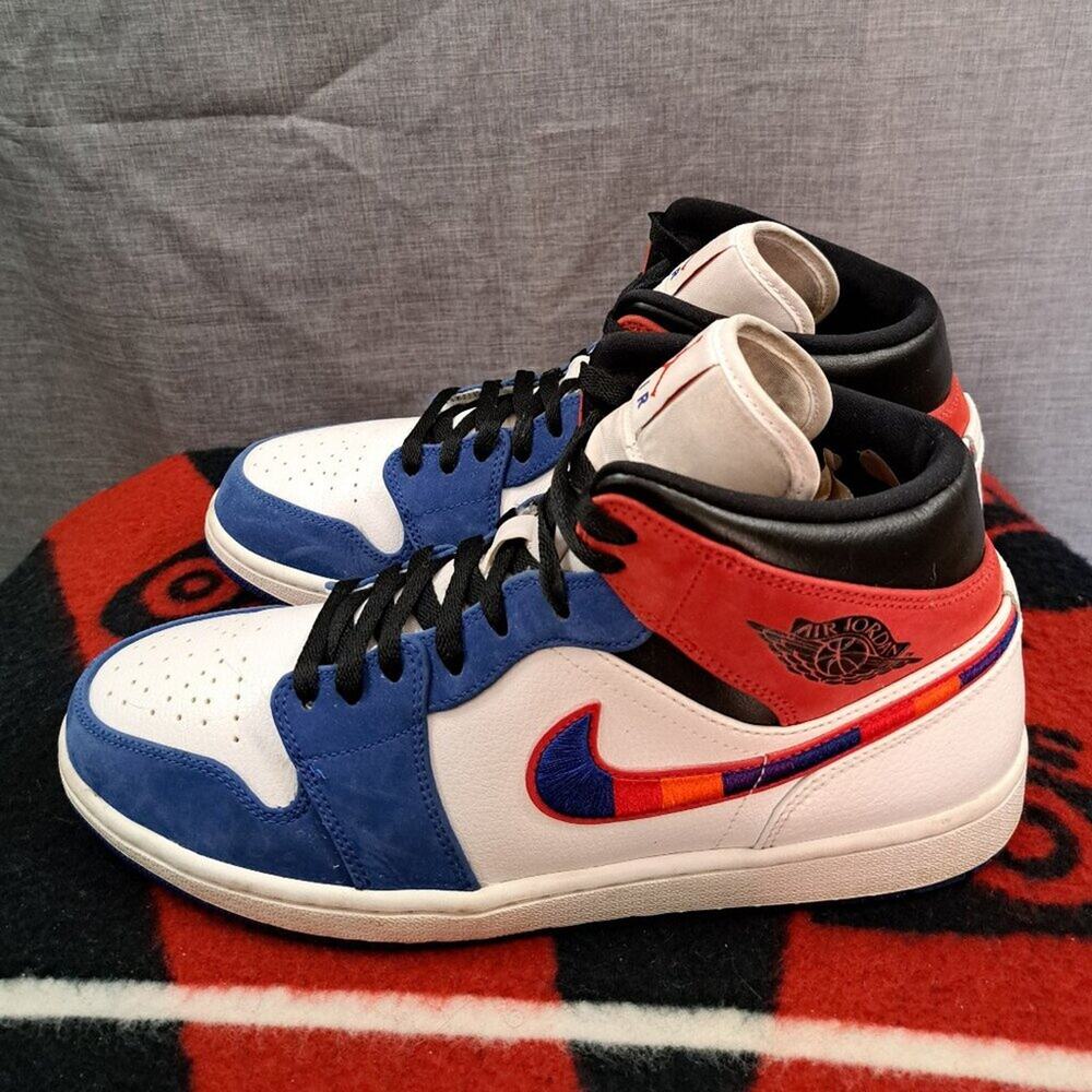 %Size 11.5 Nike Air Jordan 1 Mid Multicolored Swoosh 852542-146 Men AJ4